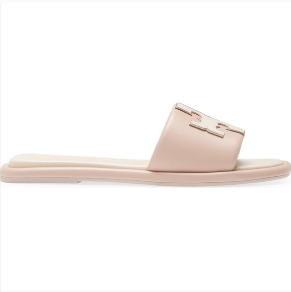 Tory Burch Double T Sport Slide New Cream / Spark Gold / Shell Pink Size 8.5 - Picture 11 of 16